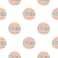 Isolated seamless pattern with pink and blue colored circus ball ornament. White background. Simple design. vector