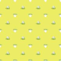 Seamless pattern frisee salad on bright yellow background. Minimalistic ornament with lettuce. vector