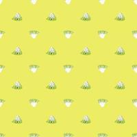 Seamless pattern frisee salad on bright yellow background. Minimalistic ornament with lettuce. vector