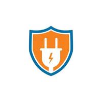 logotipo de escudo de trueno, logotipo de seguridad de energía vector