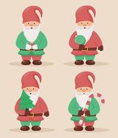 Set of cute little gnomes. Christmas and New Year character. vector