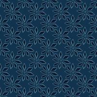 Hand drawn abstract dark seamless pattern with doodle carnation flowers ornament. Navy blue background. vector