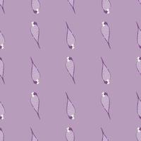 Animal seamless pattern with simple hand drawn parrot tropical bird ornament. Purple tones artwork. vector