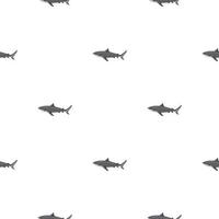 Seamless pattern Tiger shark isolated on white background. Gray textured of marine fish for any purpose. vector