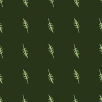 Seamless pattern bunch arugula salad on dark background. Minimalistic ornament with lettuce. vector