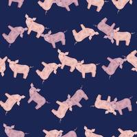 Seamless pattern of pig. Domestic animals on colorful background. Vector illustration for textile.