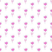 Flower cute seamless pattern. Hand drawn field background. vector