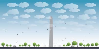 Washington Monument with Trees. vector