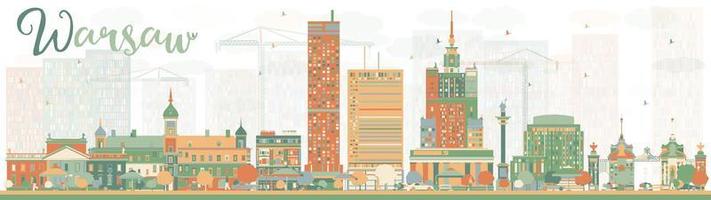 Abstract Warsaw skyline with color buildings vector