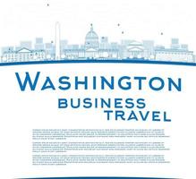 Outline Washington DC city skyline with copy space. vector