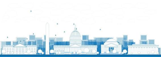 Outline Washington DC city skyline. vector