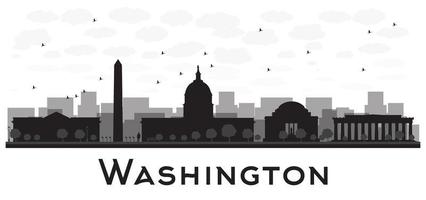 Washington dc city skyline black and white silhouette vector