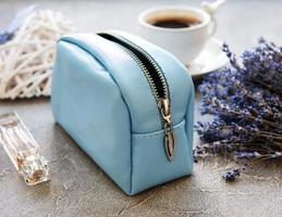Leather cosmetic bag photo