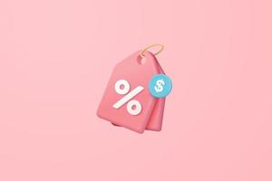 online shopping tag price 3d render vector, discount coupon of cash for future use. sales with an excellent offer 3d for shopping online, Special offer promotion on price tags on purple background vector