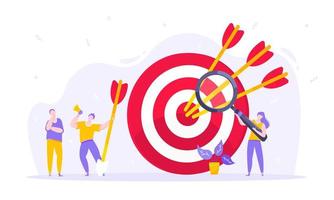 Goal achievement business concept sport target icon and arrows in the bullseye. vector