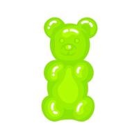 Green gummy bear jelly sweet candy with amazing flavor flat style design vector illustration.