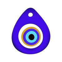 Ilustración de vector de diseño de estilo plano de amuleto de símbolo de mal de ojo oriental azul.