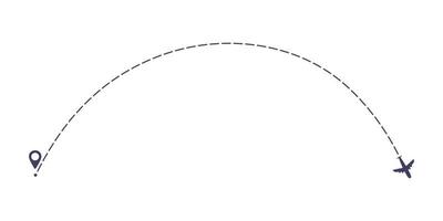 Airplane dashed line path flat style design vector illustration isolated on white background.