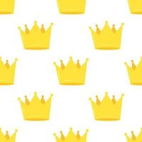 Seamless pattern with golden crowns flat style design vector illustration. Crowns isolated on white background. Celebrating symbols.
