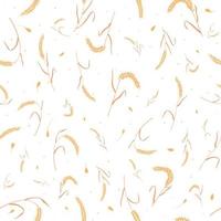 Seamless pattern with whole grain seeds organic, natural ears isolated on white background. vector