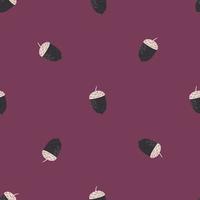 Minimalistic seamless pattern with little chestnut simple silhouettes. Purple background. vector