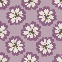 Seamless pattern aster on pink background. Beautiful texture white flowers in doodle style. vector