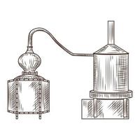 Alembic engraved style isolated on white background. Vintage sketch outline close up. vector