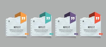 diseño de cuadro de texto con papeles de nota. vector