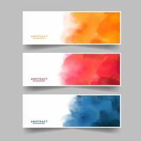 set of banners with hand paint watercolor background vector