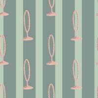 Decorative seamless pattern with pink colored circus ring ornament. Grey striped background. vector