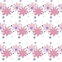 Isolated floral seamless pattern with pink cute small flowers elements. White background. Hand drawn style. vector