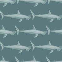 patrón sin fisuras de tiburón martillo en estilo escandinavo. fondo de animales marinos. ilustración vectorial para niños textil divertido.