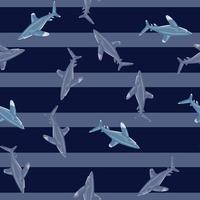 Oceanic whitetip shark seamless pattern in scandinavian style. Marine animals background. Vector illustration for children funny textile.