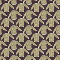 Abstract fashion seamless pattern with pastel green sweater ornament on grey background. vector