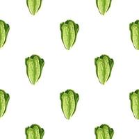 Seamless pattern salad Romano on white background. Minimalism ornament with lettuce. vector