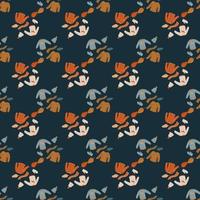 Dark warm seamless pattern with doodle mittens, scarf, hat and sweater print. vector