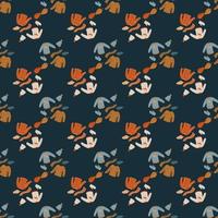 Dark warm seamless pattern with doodle mittens, scarf, hat and sweater print. vector