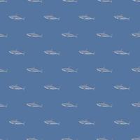 White shark seamless pattern in scandinavian style. Marine animals background. Vector illustration for children funny textile.