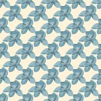 Abstract seamless nature floral seamless pattern with blue colored orchid flowers ornament. Light background. vector
