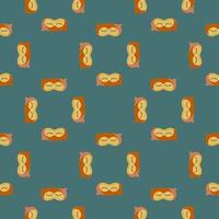 Owl orange color geometric seamless pattern on green background. Children graphic design element for different purposes. vector