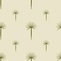 Minimalistic style seamless doodle pattern with green dandelion elements. Light pastel background. vector