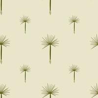 Minimalistic style seamless doodle pattern with green dandelion elements. Light pastel background. vector