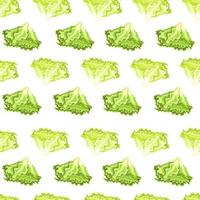 Seamless pattern Batavia salad on white background. Simple ornament with lettuce. vector