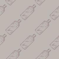 Seamless pattern retro chinese bottle on beige background. Geometrical texture template for menu restaurant. vector