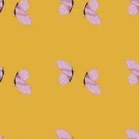 Butterfly pattern seamless in freehand style. Cute insect which fly in a meadow on colorful background. Vector illustration for textile.