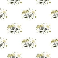 Isolated seamless pattern with botanic yarrow flowers ornament. White background. vector