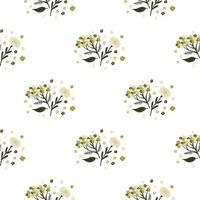 Isolated seamless pattern with botanic yarrow flowers ornament. White background. vector