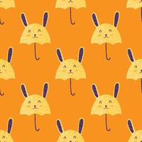 Umbrella bunny seamless pattern. Funny characters background. vector