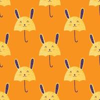 Umbrella bunny seamless pattern. Funny characters background. vector