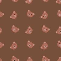 Bear pattern seamless in freehand style. Head animals on colorful background. Vector illustration for textile.